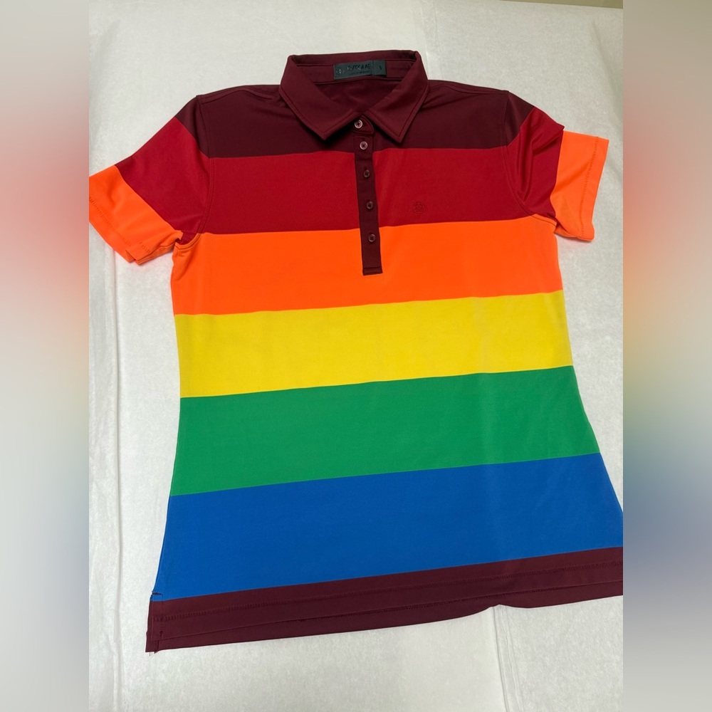 🟠⛳️G/FORE Rainbow Stripe Polo Shirt ⛳️🔴 - Picture 7 of 8